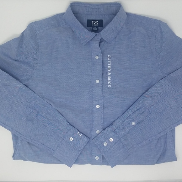 Men's Cutter & Buck Blue Button Up Size Medium - Picture 1 of 6